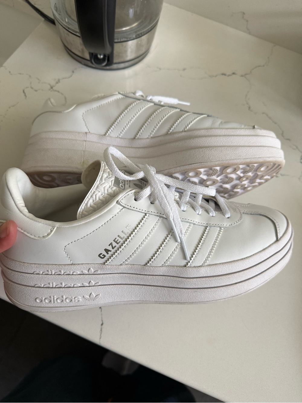 adidas Gazelle Platform Sneakers in White Sole